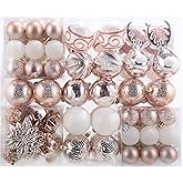 MOWARM 100-Pack Various Shatterproof Christmas Balls, Christmas Decorative Ball Ornaments for Xmas Tree- Rose Gold