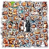 Pack 50 PCS Capybara Stickers Cute Animal Waterproof Vinyl Decals Decorations Laptop Water Bottles Luggage Helmet Skateboard Guitar Scrapbook Phone Gifts for Teens Girls