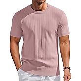COOFANDY Men's T-Shirts Short Sleeve Knit Shirts Casual Crewneck Ribbed Dress Tee Shirt