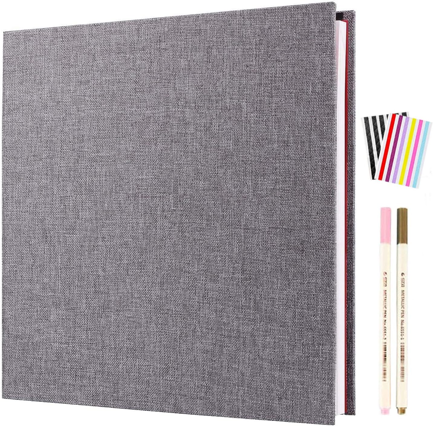 AIOR Self Adhesive Photo Album Magnetic Scrapbook, Linen Vintage Scrap Book 40 White Pages Anniversary Memory Book