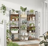 VASAGLE 14-Shelf Bookcase Industrial Style 24 x 158 x 166 cm Rustic Brown Black view 2
