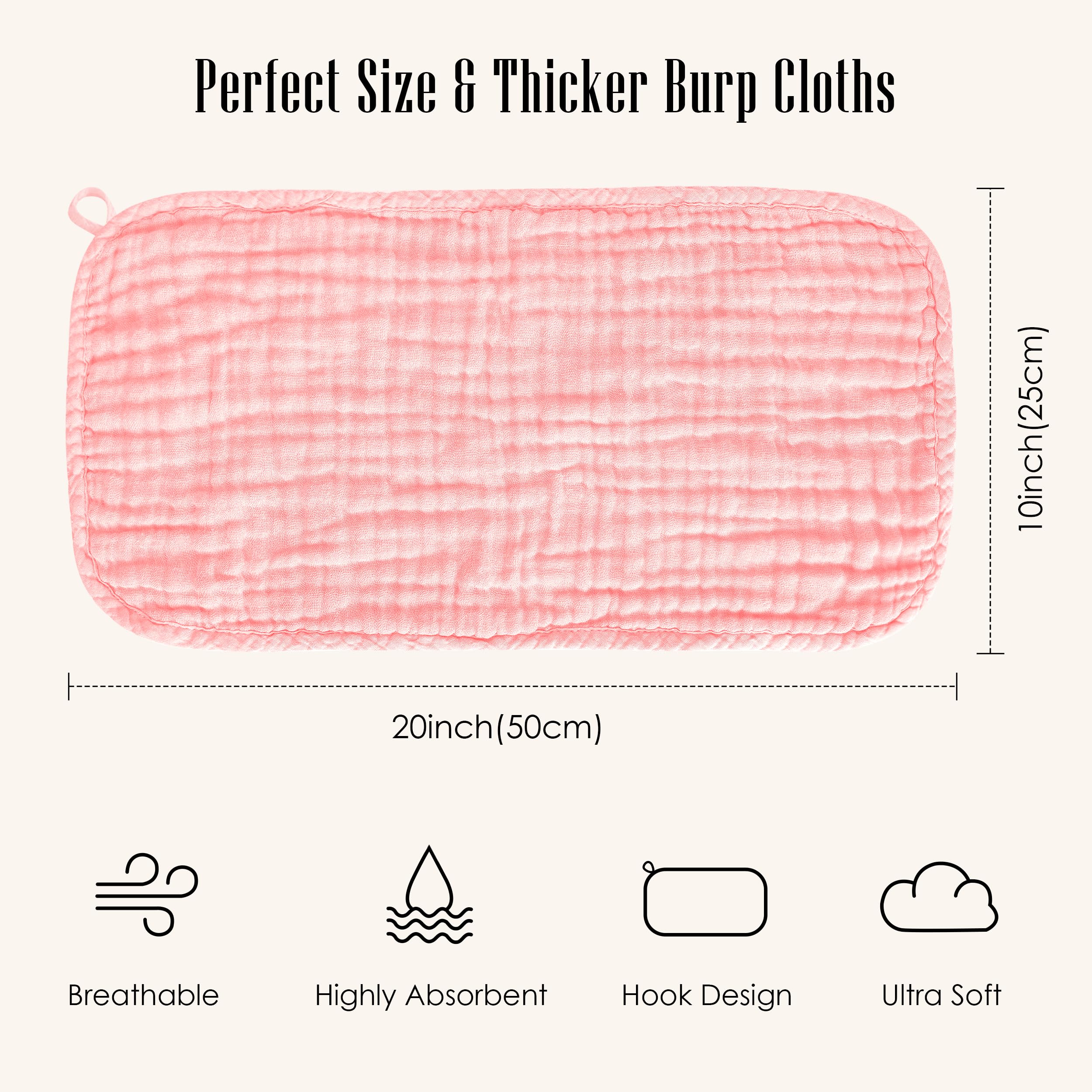 BAMBOO QUEEN 12 Pack Muslin Burp Cloths - Large 20