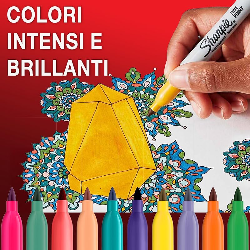 Pennarelli indelebili | punta fine | divertenti colori assortiti | confezione da 18