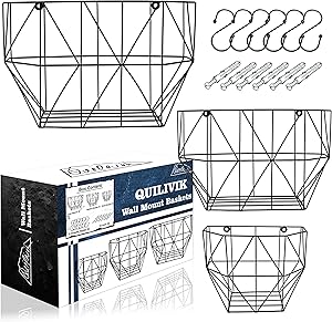 Wire Basket For Storage| Metal Fruit Basket with Hooks & Screws|Wall Storage Metal Basket For Storing Fruits, Vegetables,etc