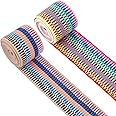 CHGCRAFT 4 Yards 2 Styles 2inch Wide Nylon Elastic Band Flat with Stripe Pattern Rubber Cord Band for Webbing Garment Sewing Accessories