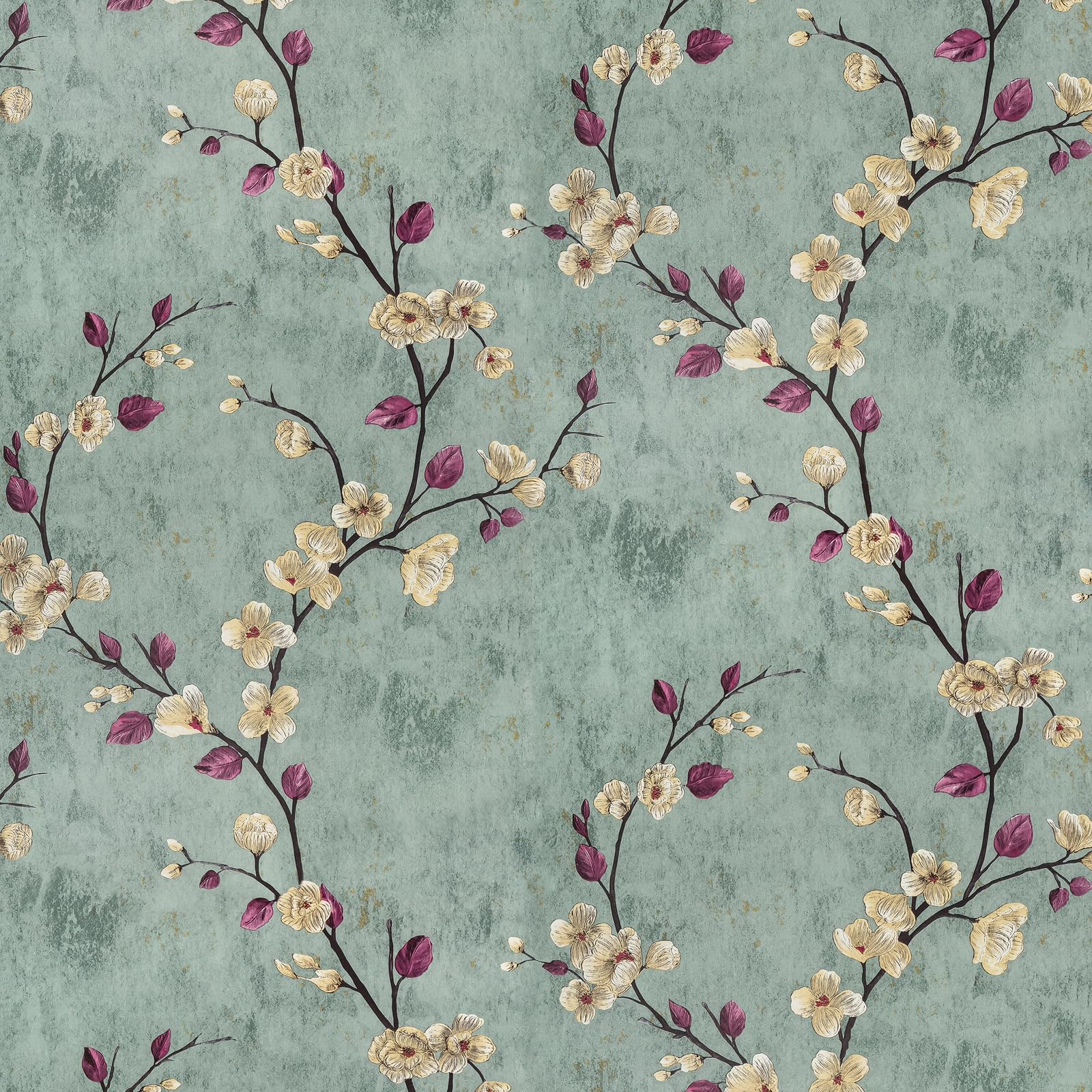 Photo 1 of SOON AFTER 17.5”x120” Floral Peel and Stick Wallpaper Flower Tree Contact Paper Self Adhesive Removable Modern Sage Green Wall Paper Decorative Wall Covering Countertop Vinyl Film Roll
