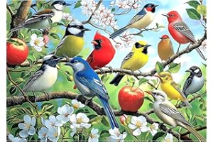 BLUEFOREST Flowers Birds 1000 Piece Puzzle for Adults Unique Puzzles for Adults 1000 Pieces Hummingbird Jigsaw Puzzles 1000 Pieces Family Challenging Puzzle (27.5"x19.6")