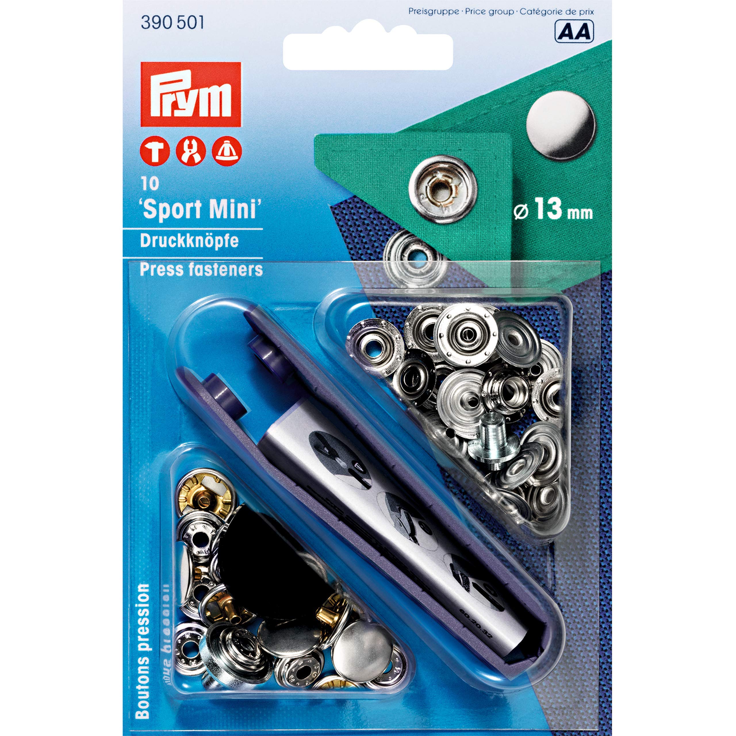 Prym - Sport Mini Silver (13mm) Non-Sew Press Fasteners - 1 Unit