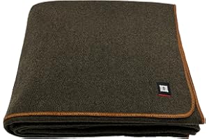 EKTOS Military Wool Blanket, 90" x 66", 100 Percent Wool Blanket, Army Surplus Wool Blanket (Olive Green, Twin Size)