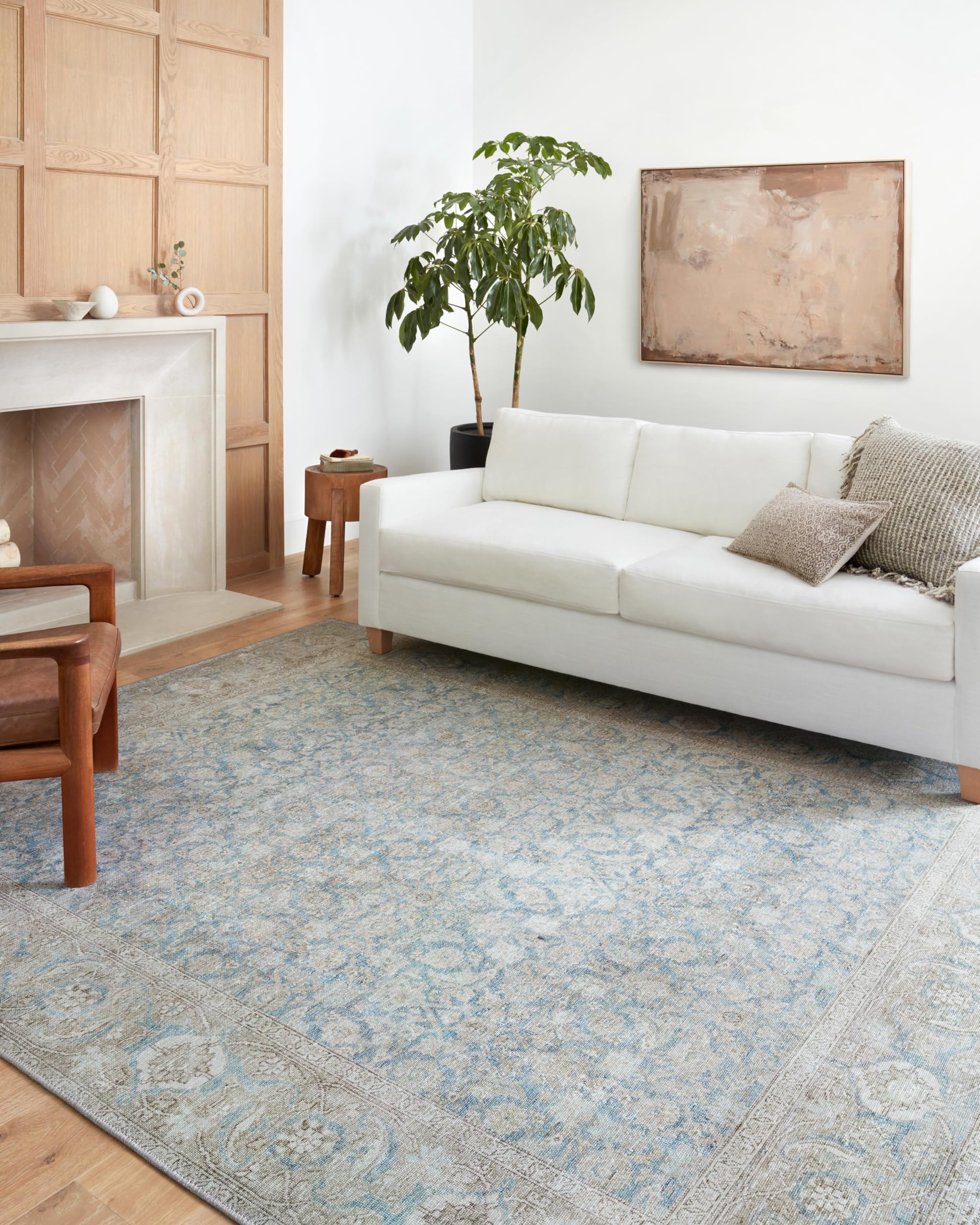 Photo 1 of  * VERY USED**** Loloi Wynter Collection WYN-10 Ocean/Silver 7'-6" x 9'-6" Area Rug, .13" Thick, Area Rug, Soft, Durable, Printed, Vintage Inspired, Low Pile, Non-Shedding, Easy Clean, Living Room Rug