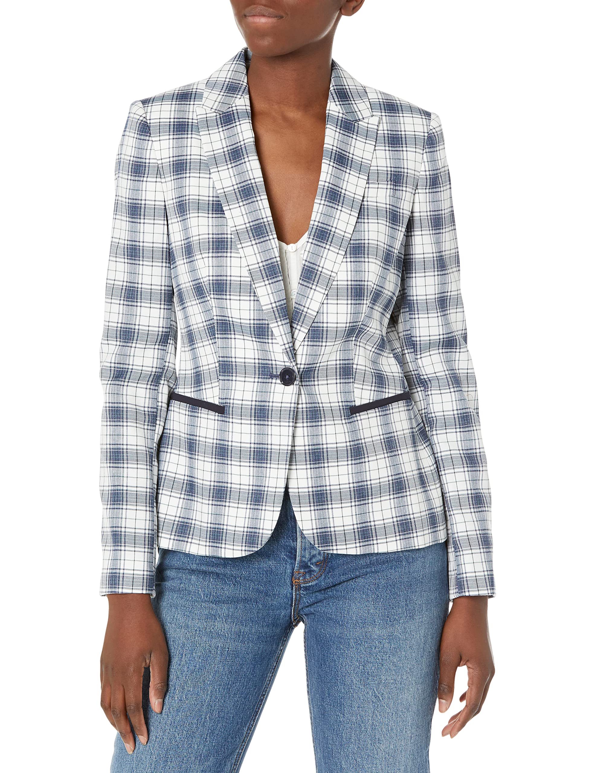 Tommy Hilfiger Women’s One Button Blazer, Midnight Ivory, 6