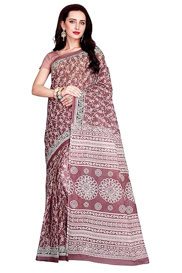 Womens Pure Cotton Printed Saree Without Blouse Piece