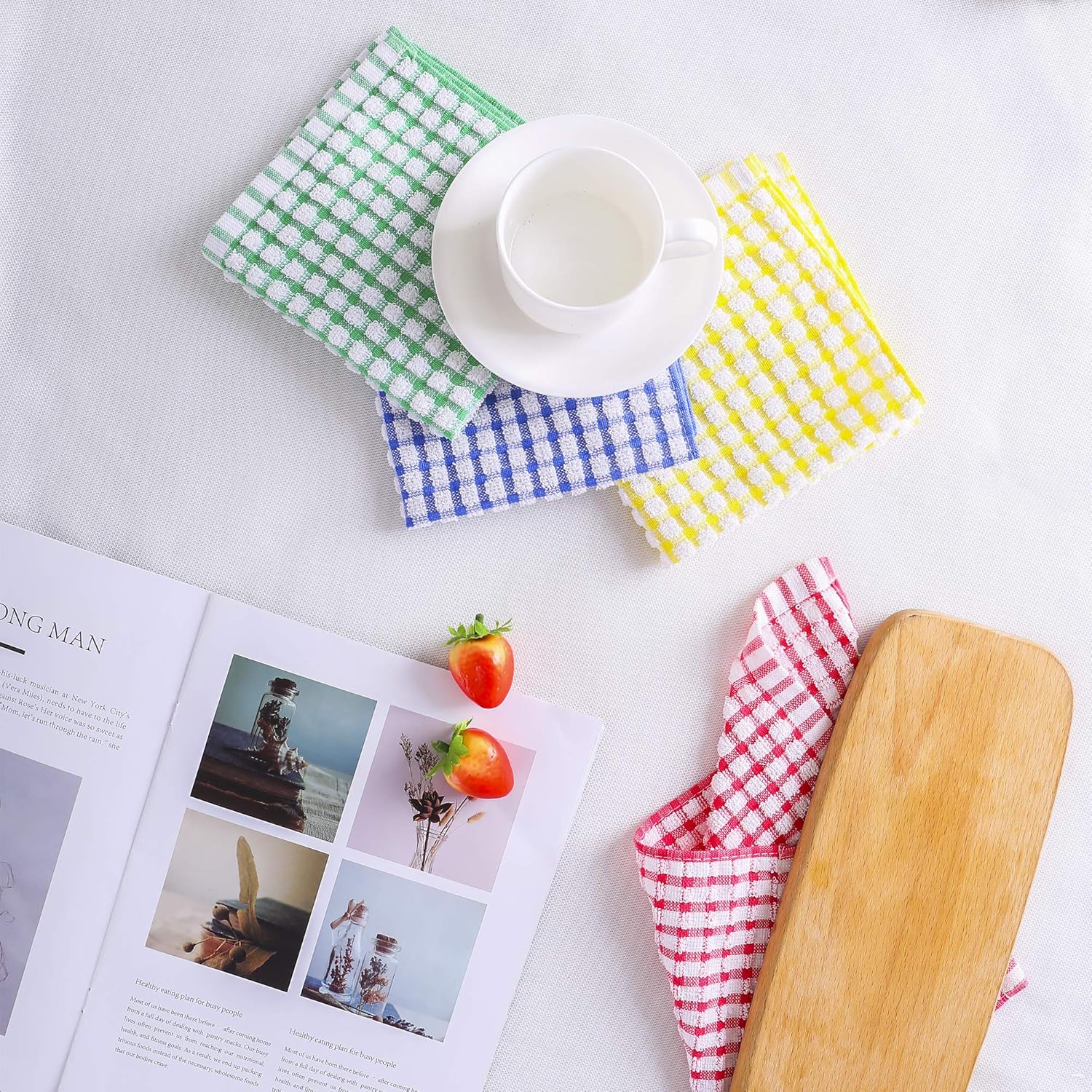 Kitchen Dishcloths 12pcs 11x12 Inches Bulk Cotton Kitchen Dish Cloths Scrubbing Wash Cloths Sets (Mix color): Home & Kitchen