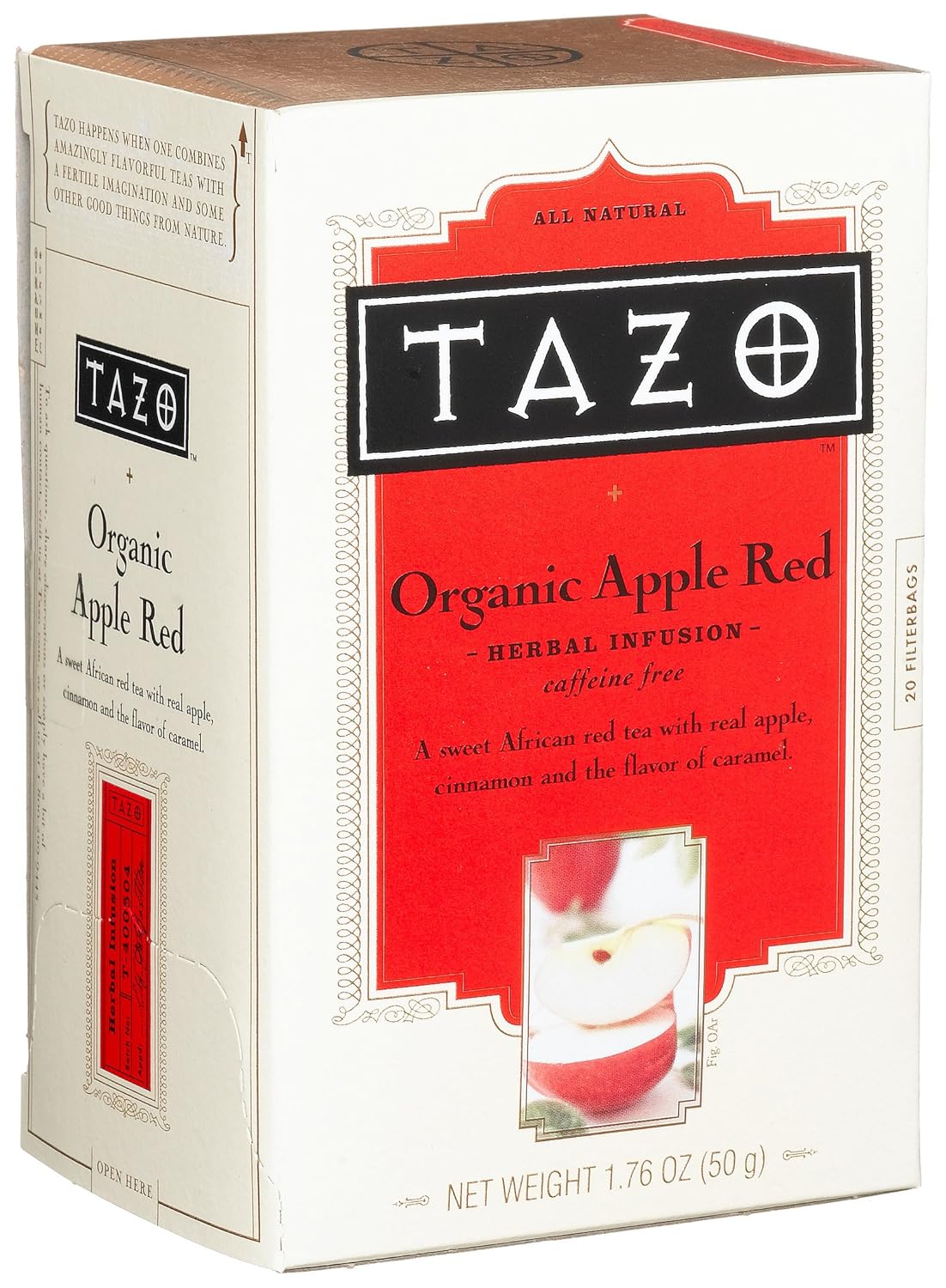 Tazo Organic Baked Cinnamon Apple Herbal Infusion, Caffeine Free, 20-Count Tea Bags (Pack of 6)