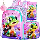 AGSDON 3PCS Kids Backpack for Girls, 16" Preschool Elementary Water Resistant School Bag, Girl Backpacks Set with Lunch Box Pencil Case