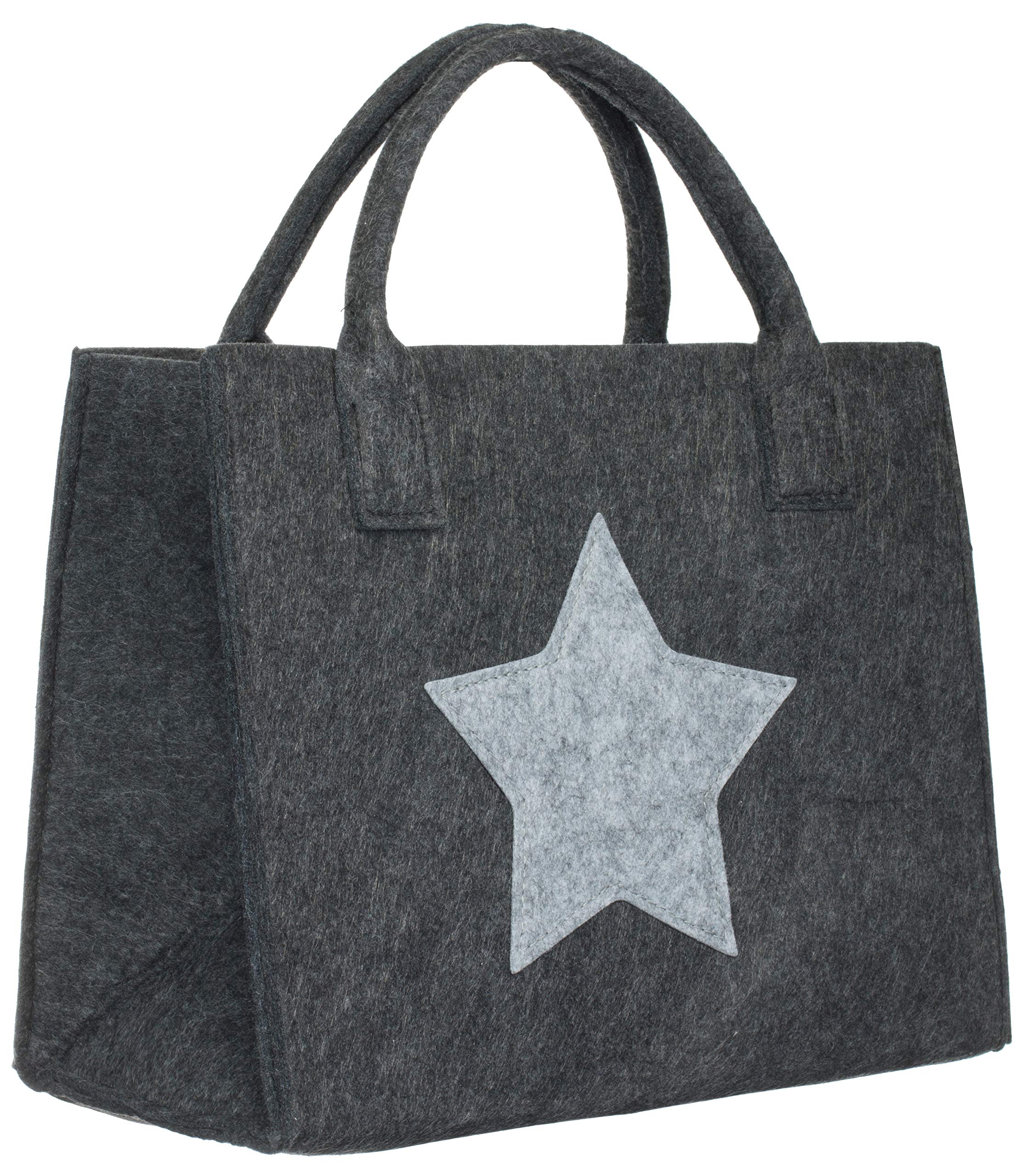 Brandsseller Felt Shopping Bag with Star- Charcoal - (14"x8"x11")