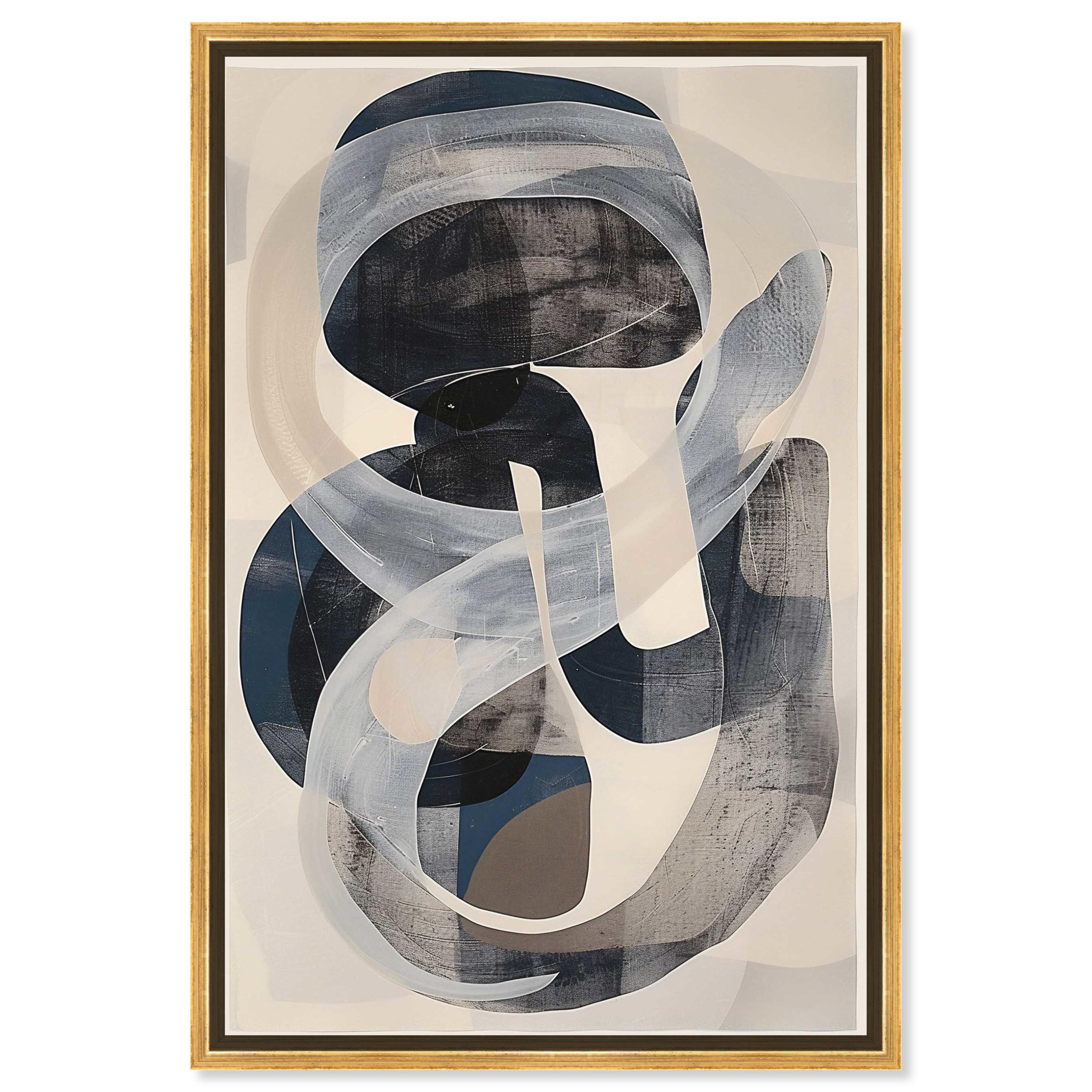 Photo 1 of Art Remedy Slither Framed Abstract Shapes 1 Piece Canvas Wall Art, 31.5" x 46.5", Gold Frame