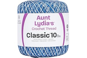 AUNT LYDIA Coats Crochet Classic Crochet Thread, 10, Shades of Blue