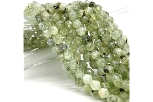 ABC GEMS USA ABCGEMS Australian Dark-Moss Prehnite Beads (A Mesmerizing Cutting Technique That Illuminates The Brilliance of Each Bead Like Stars in The Night Sky) Crystal Chakra Energy Stone Stellar-Star-Cut 8mm