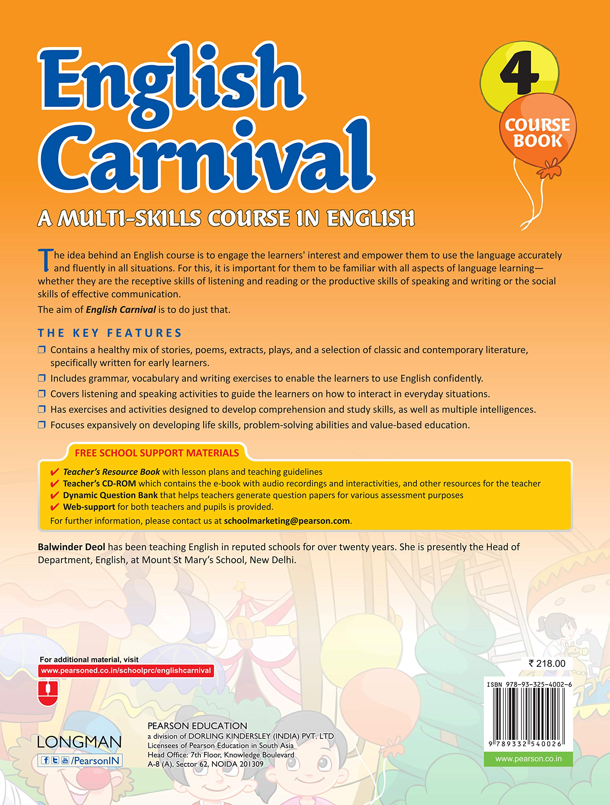 English Carnival: Coursebook by Pearson for ICSE Class 4 2