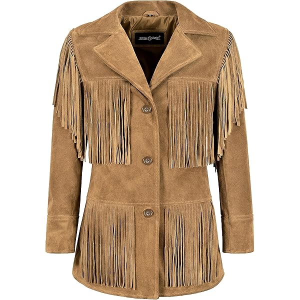 ジャケット・アウター 90s suede fringe collar Women Fringe Suede Leather Jacket Tan Classic Western Style