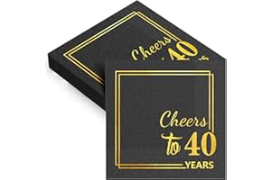 40th Birthday Cocktail Party Napkins-50PCS 13 * 13 inches Cheers to Years Disposable Paper Napkins for Birthday Wedding Anniv