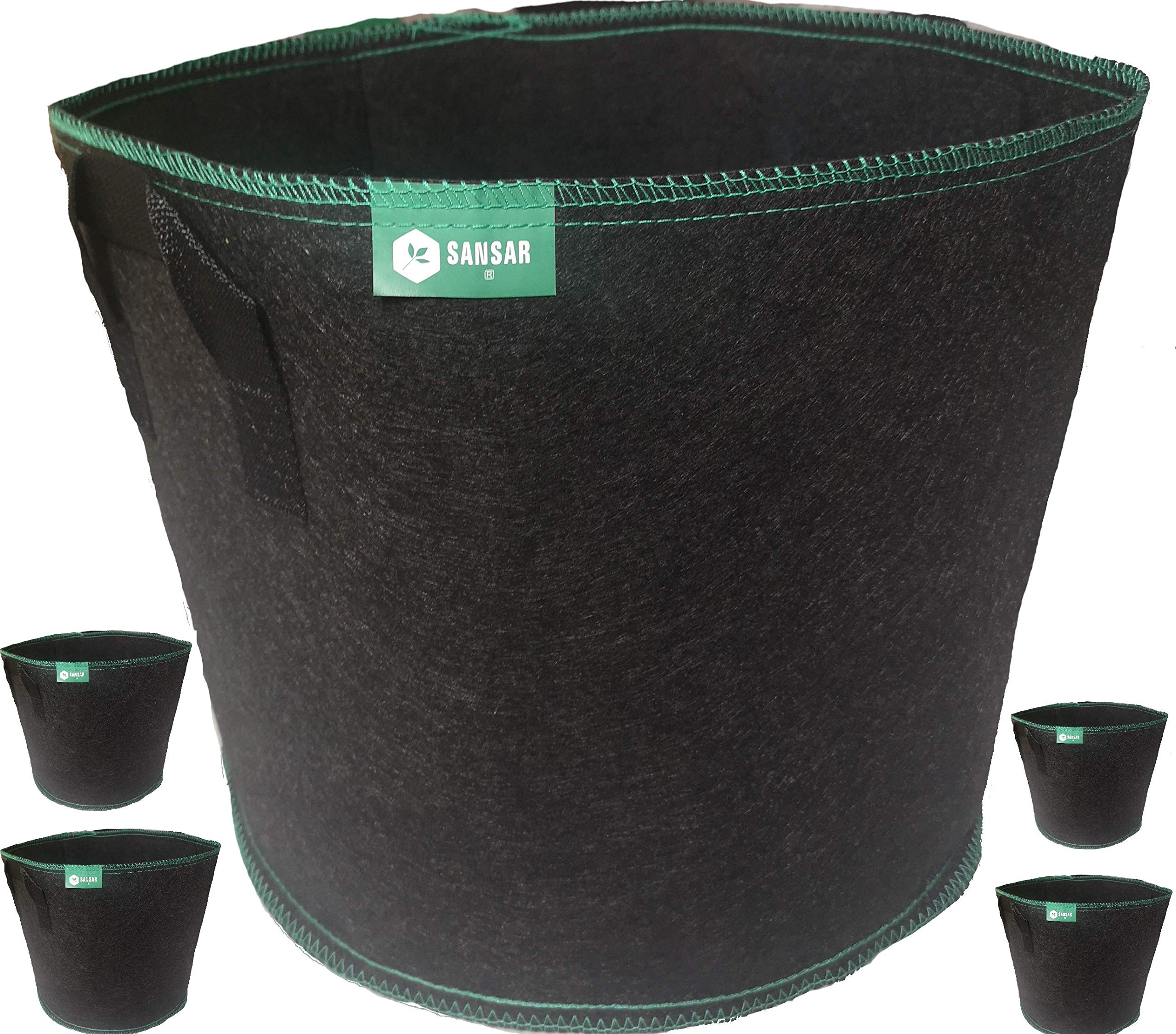 Durable & Strong Fabric Plant Pots Vegetable Root Grow Bags Garden Multi Size (5 Gallon / 18 Litre, 5x Plant/Herb Grow Bag)
