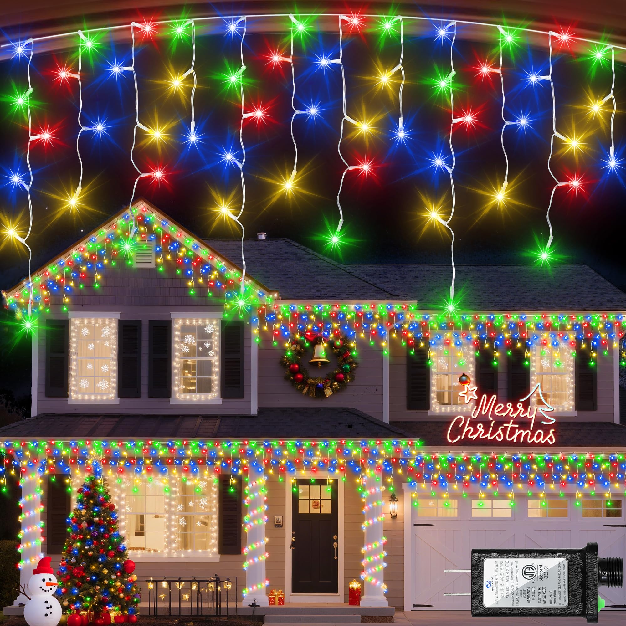 Photo 1 of 670 LED 66ft Christmas Lights with 148 Drops, 12 Lighting Modes Multicolor Christmas Decoration Twinkling Lights Dimmable, Timer Outdoor Waterproof Fairy Lights for Indoor Garden House Eaves Roof
