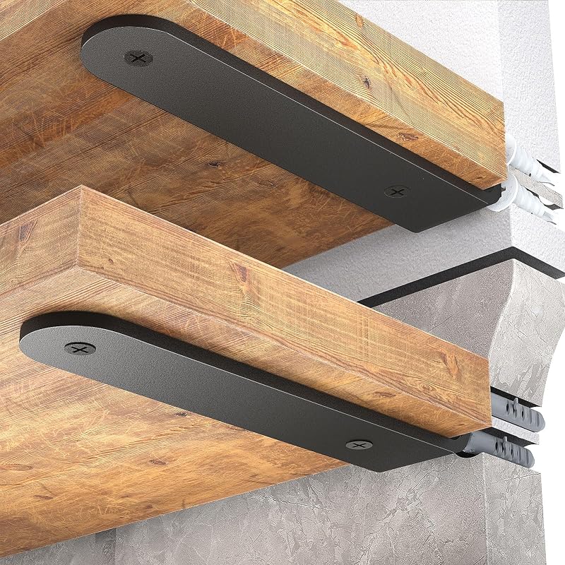WELDUN 4 Pack Floating Shelf Brackets 30 cm Heavy Duty Black L Shaped