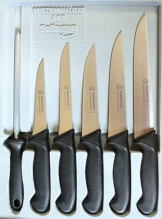 Schlachtermesser Set 6 tlg. GSK schwarz Marsvogel Solingen # 100612 Metzgermesser Set bestehend aus: Stechmesser 6' 7' 8' Aus