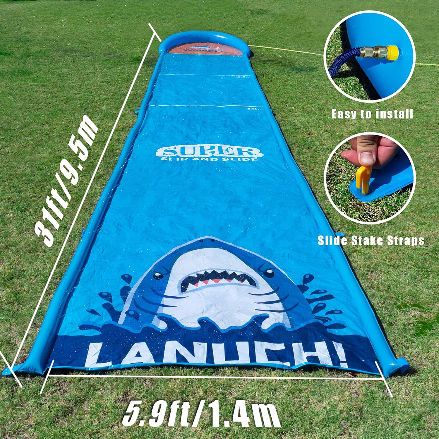 Slip and Slide, Water Slide, 31ft Slip and Slide for Kids and Adults with Splash for Races, Water Slides for Kids with 2 Body Boards: Toys & Games