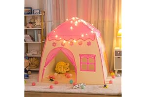 Rettebovon Princess Tent for Girls Girls Play Tent with Star Lights Kids Tents and Playhouses Kids Playhouse Girls Toys Indoor and Outdoor Princess Castle Play Tent for Kids Girls Gift