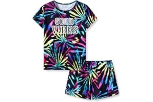 Topgal Summer Pajamas for Girls – Tie Dye Unicorn Mermaid Daisy Short PJ Set Size 6-16