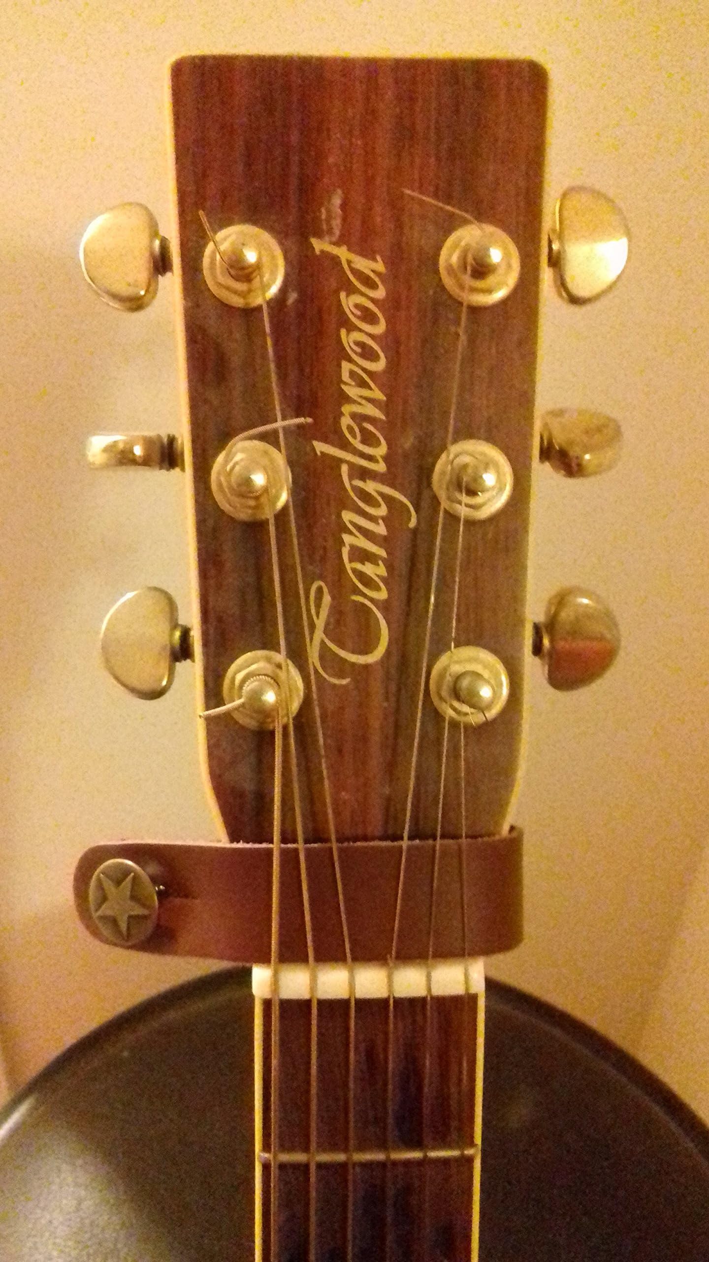 ITeX Brown Leather Guitar Strap, Hook, Adapter