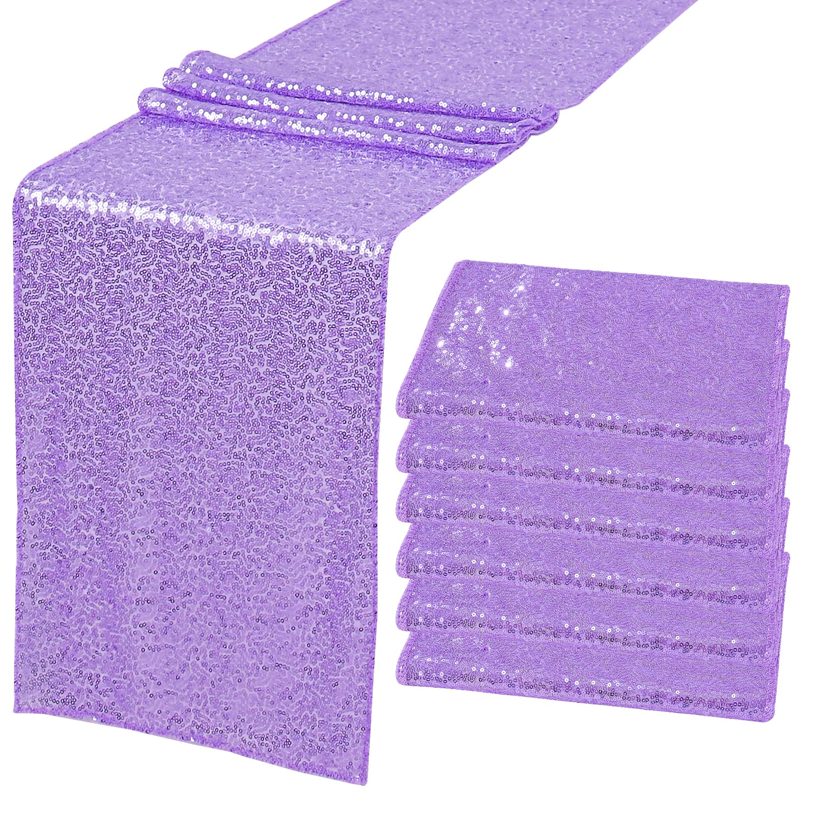 Photo 1 of 6 Pack Light Purple Sequin Table Runner 12" x 72" Sparkle Table Runner for Baby Bridal Shower Wedding Birthday Party Table Decor (Light Purple)