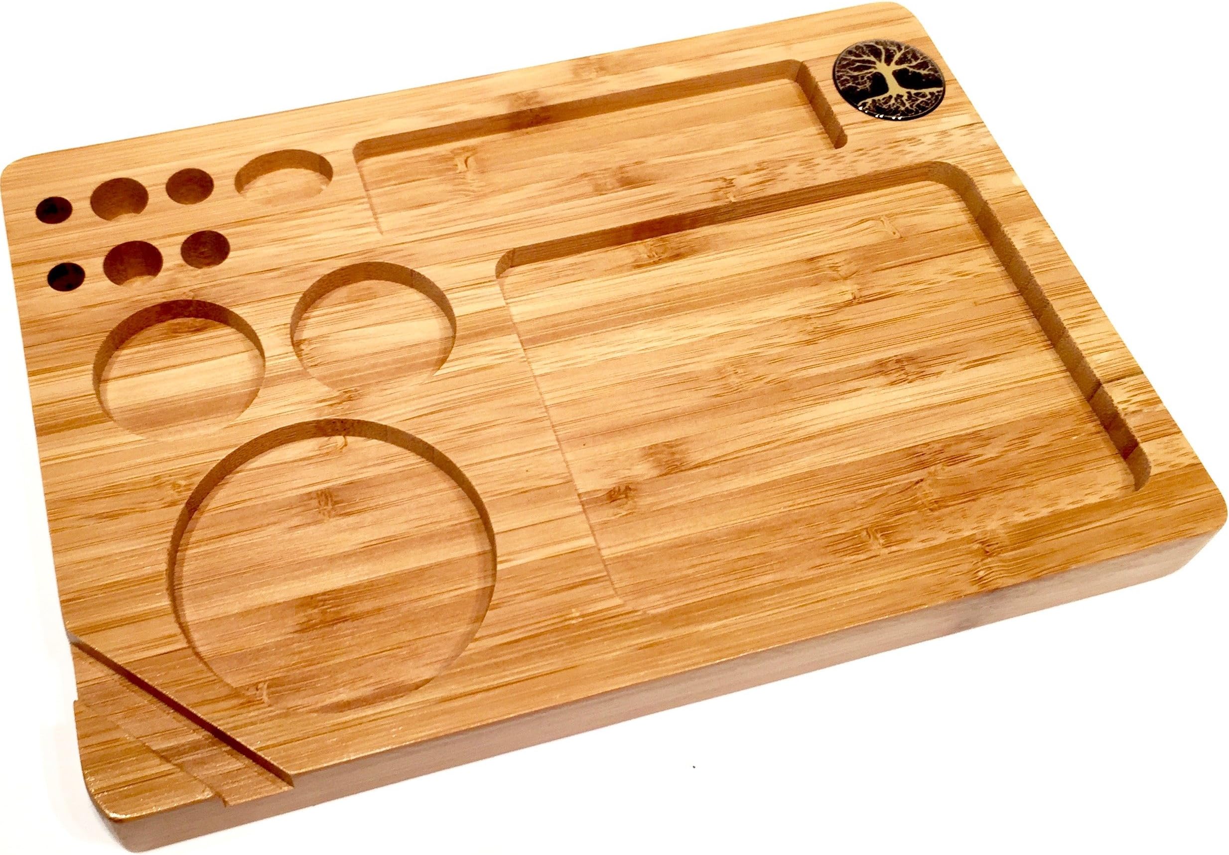 Tree of Life Bamboo Rolling Tray - Natural Wood 6 x 9 High Quality with Natural Finish (Tree of Life)