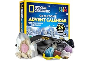 BLUE MARBLE NATIONAL GEOGRAPHIC Gemstone Advent Calendar - 2025 Christmas Countdown Calendar for Kids with 24 Gems to Open Each Day, Complete Rock Collection with Mini Gemstone Dig Kit