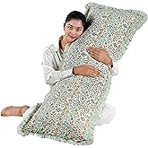 Ridhi Block Print Goldenrod Yellow 54"x20" Set 1-100% Cotton Ruffle Lumbar Sham Cover Boho Floral Pillowcase, Farmhouse Cottagecore Bedding, Soft Decorative Cover Gift for Spring, Easter, Valentine