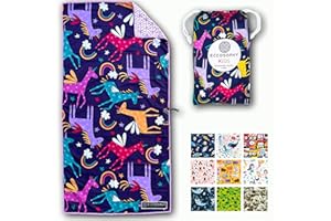 ECCOSOPHY Microfiber Kids Beach Towels & Pouch 60"x30" for Girls & Boys - Quick Dry Pool Towels - Sand Free Beach Blanket for Travel - Camping - Vacation - Toallas Playas