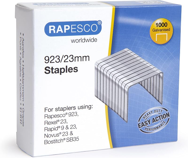Rapesco 923/23mm Galvanised Heavy Duty Staples Pack of 1000