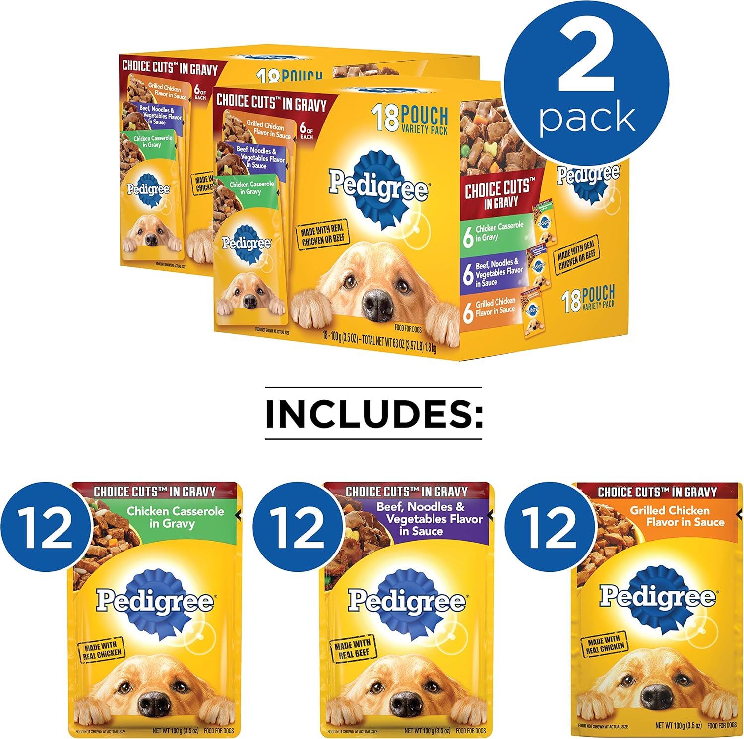 dog food pouches in gravy