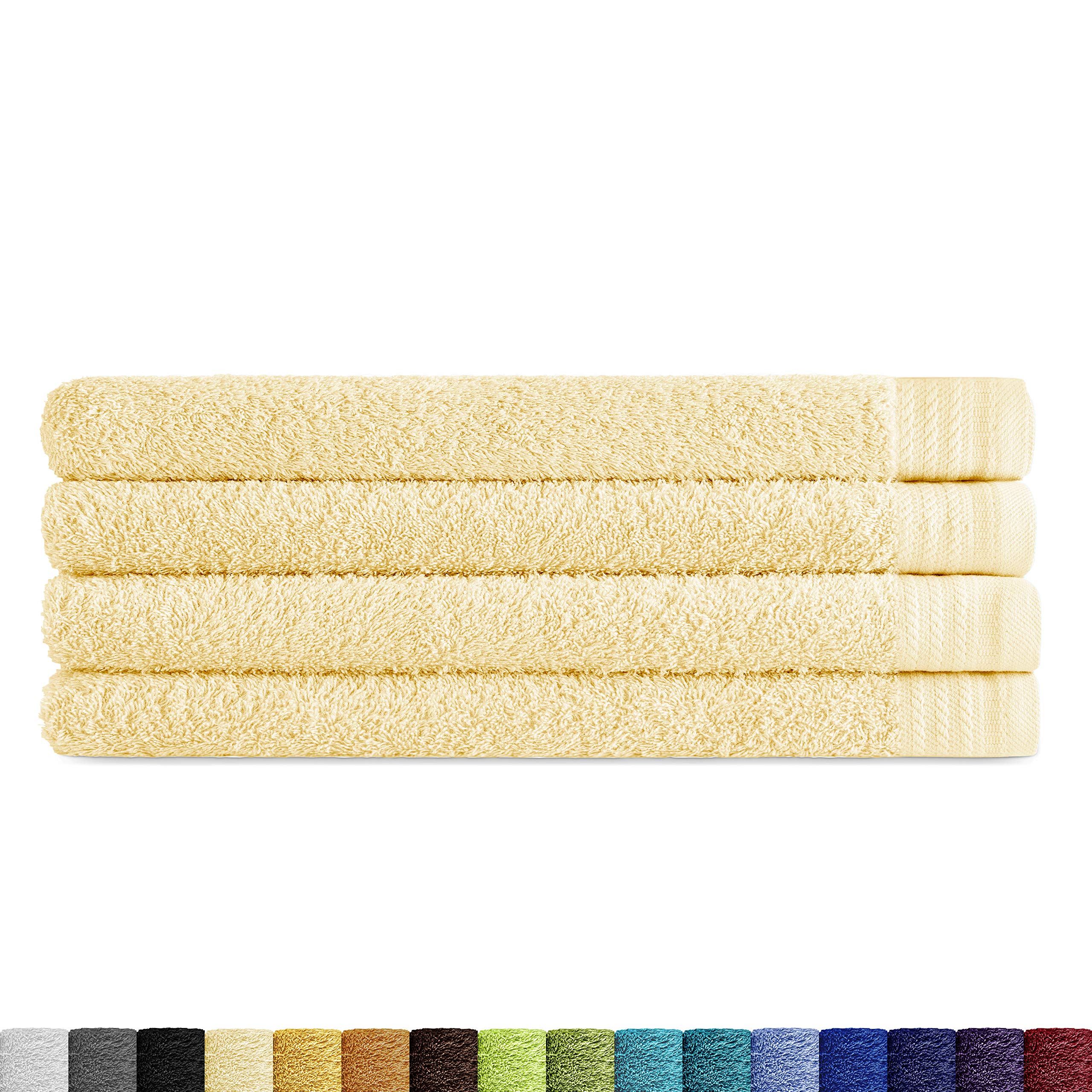 Eiffel Textile Packs of Towels Quality Terry Cloths, 600 g, 100% Egyptian Cotton, Natural, 30 x 50 cm, 4 Units