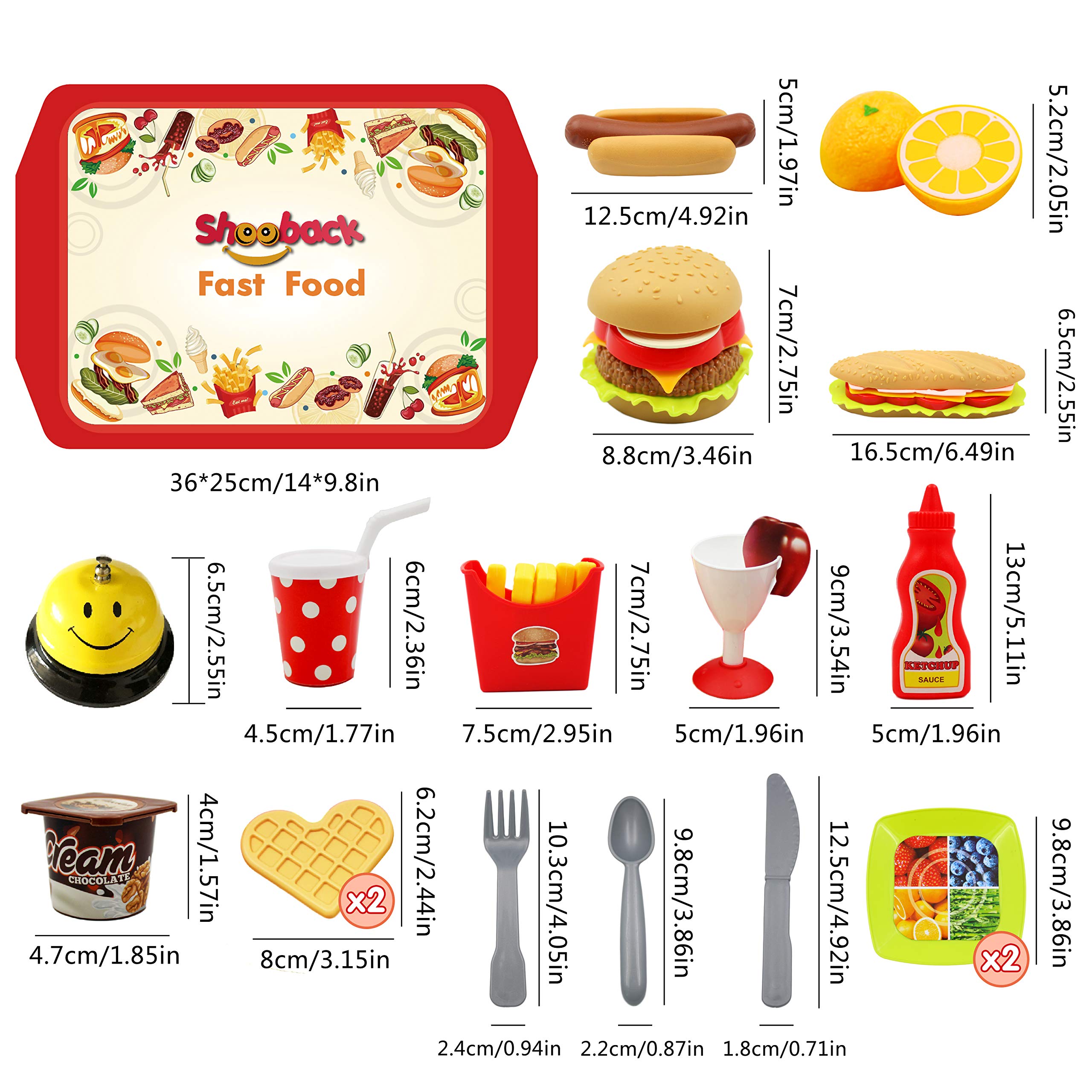 Shooback Play Kitchen Accessories, Pretend Kitchen Sets Kids Play Food, Children Toy Food Play, Fake Food for 3,4,5,6,7,8 Year Old and Up, Gift Game for Girls, Kids, Toddlers with Smile Dinner Bell