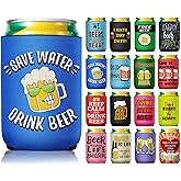 CHENGU 16 Pcs Beer Can Sleeves Funny Quotes Beer Can Cooler Insulated 12 oz Neoprene Beer Holder Non Slip Colored Soda Drink Can Cover for Bottles Home Kitchen Office Bar