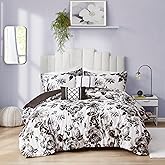 Intelligent Design Dorsey Comforter Reversible Flower Floral Botanical Printed Ultra-Soft Brushed All Season Bedding-Set, King/California King, Black/White 5 Piece
