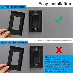 BESTTEN 10 Pack 2-Gang Black Screwless Wall