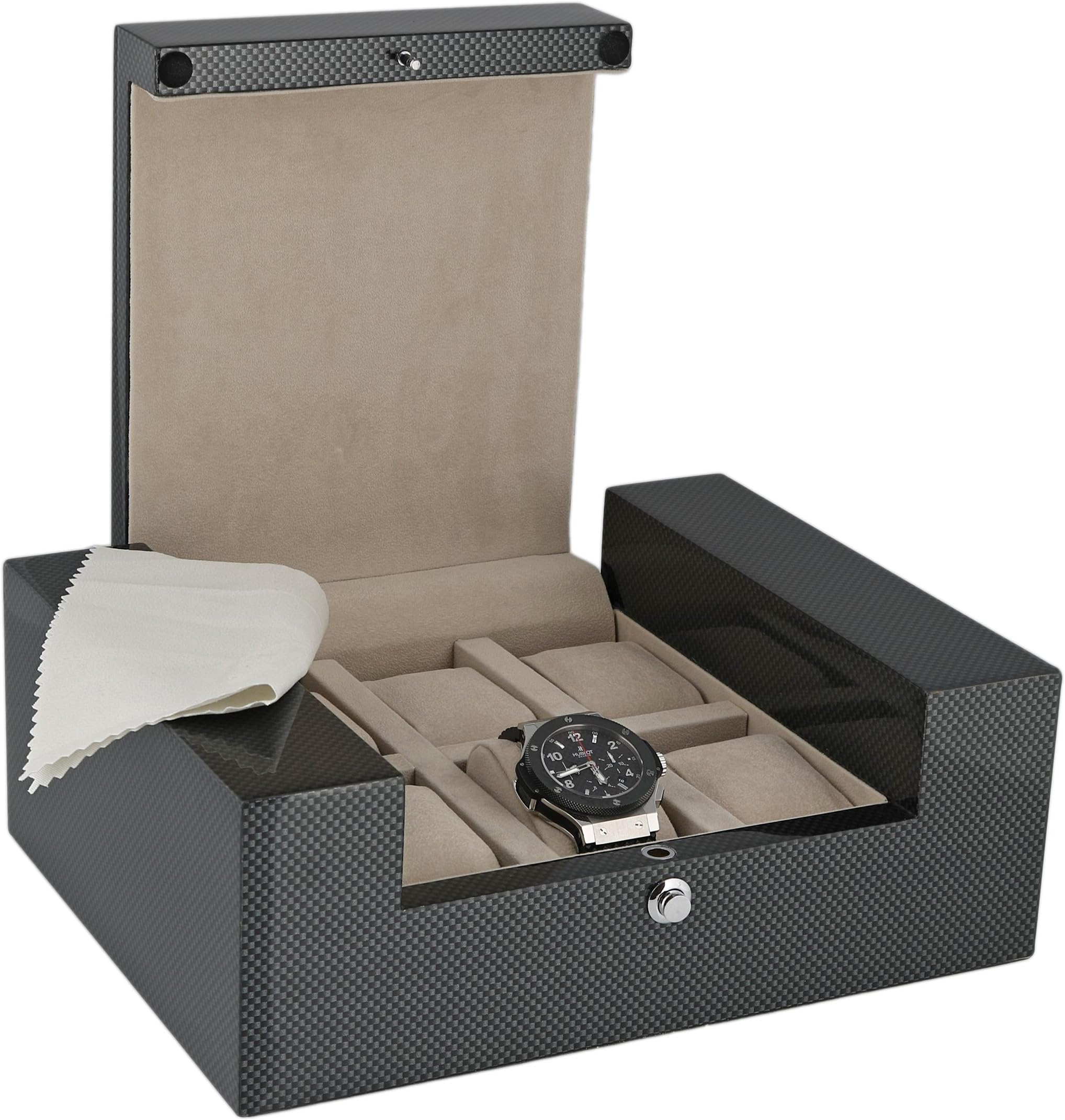 Watch Collectors Box for 6 Watches with Carbon Fibre Veneer High Gloss Finish The Fortis Collection by Aevitas