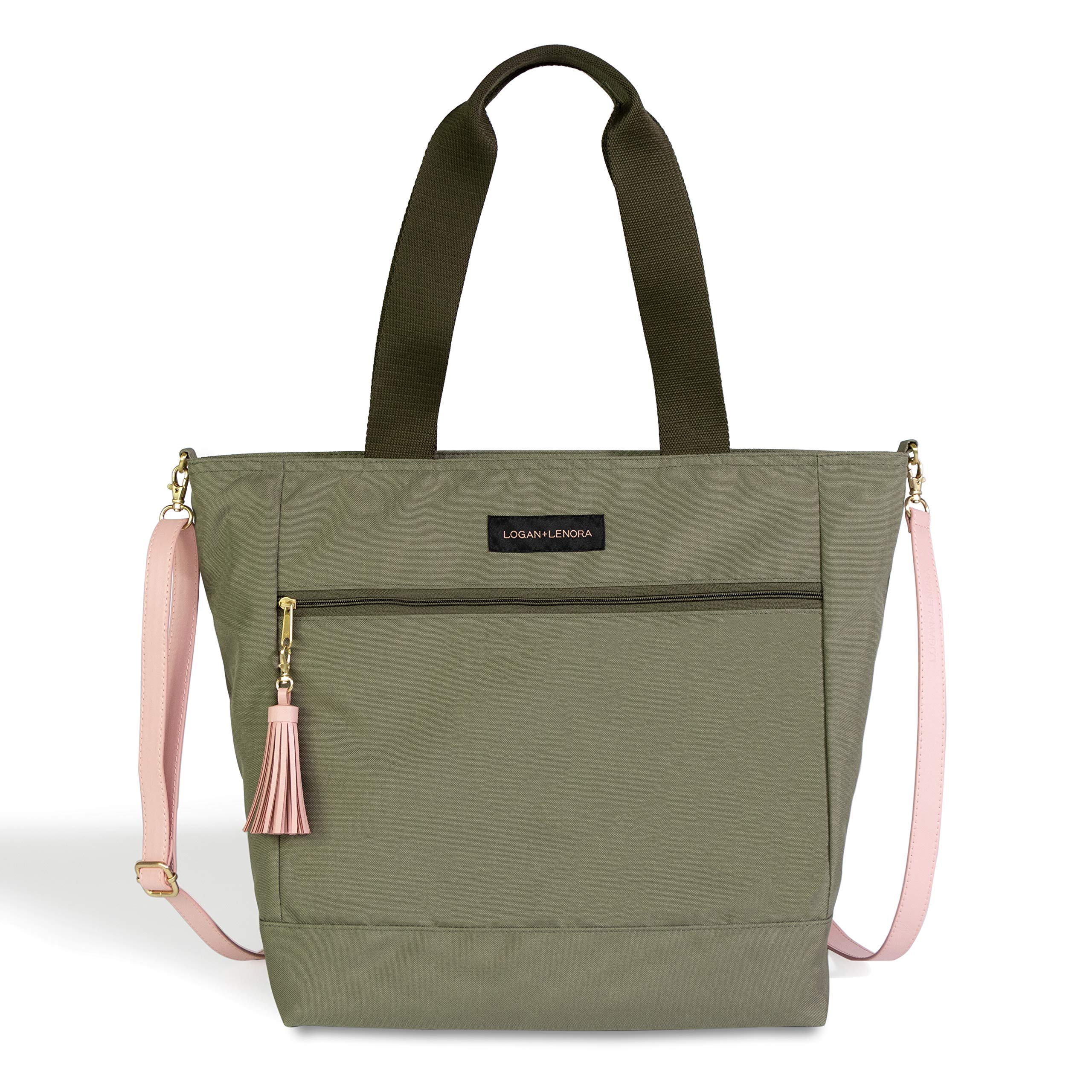 Daytripper - Waterproof Travel Tote with Trolley Sleeve (Olive w/Blush)