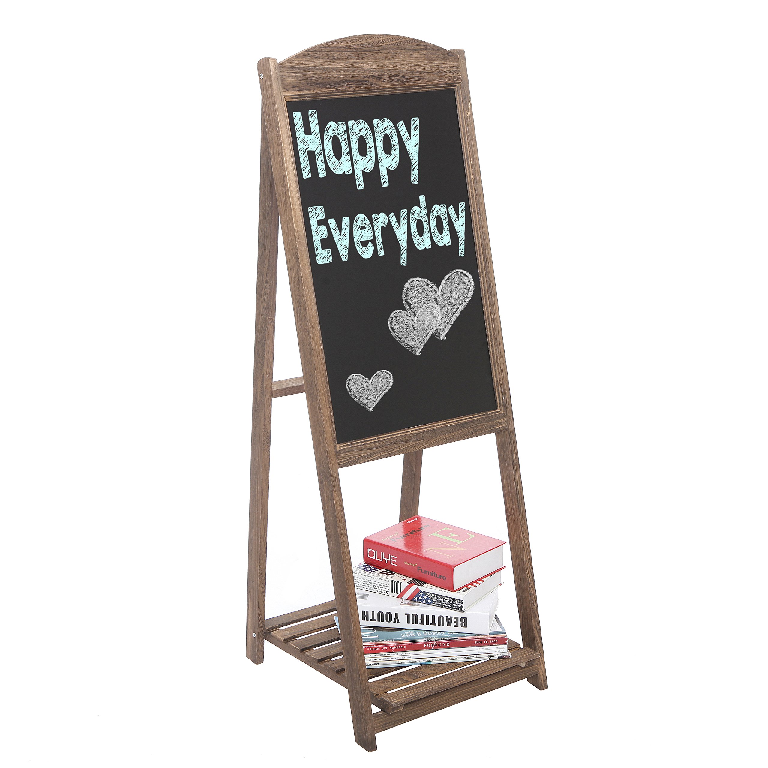 MyGift Rustic Wood AFrame Easel Chalkboard, Erasable Memo Board w