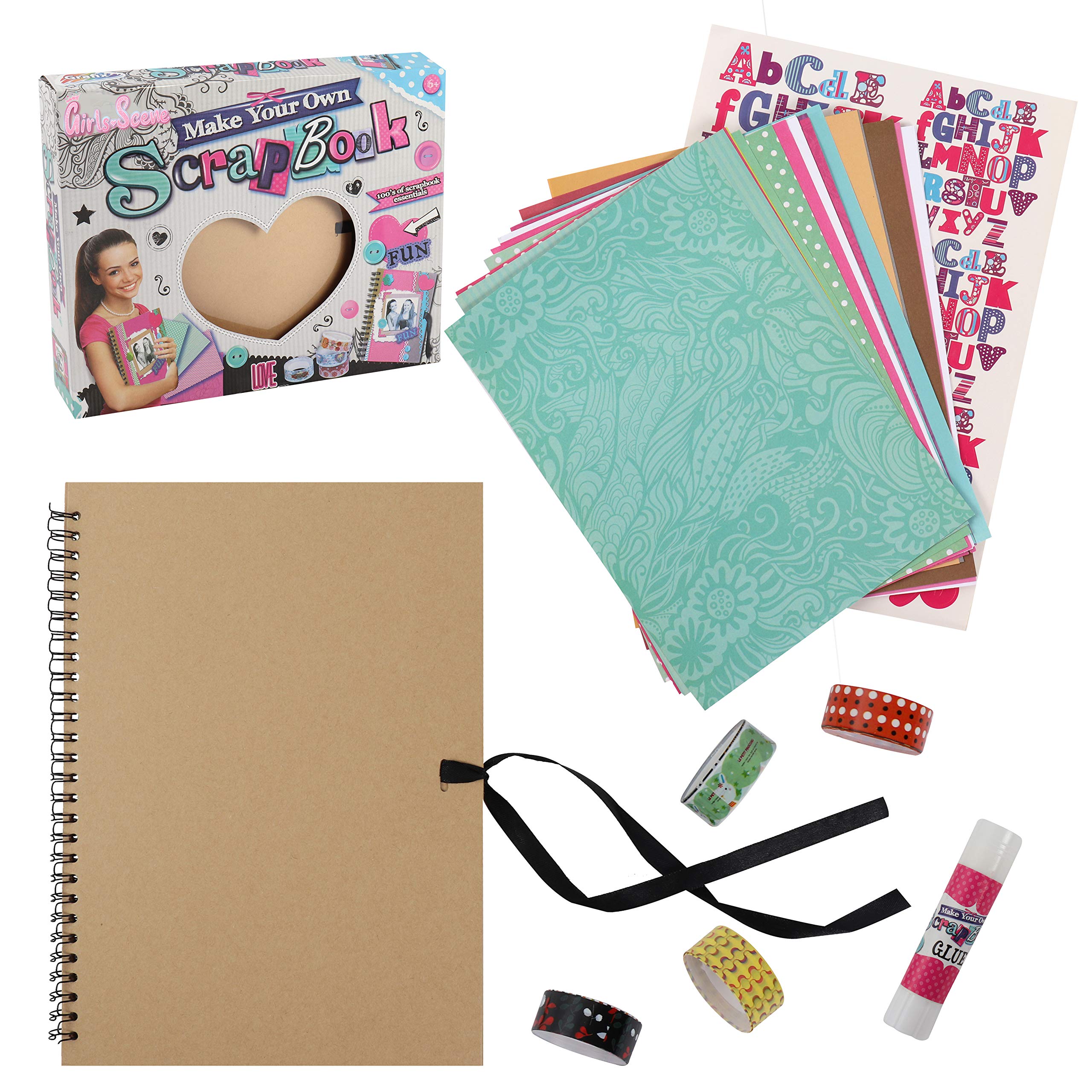 Laeto Girls Scene Large Scrap Book Kit Set Includes Scrapbook And Scrapbooking Accessories For Memory Photos Baby Albums Pictures For Kids Or Adults